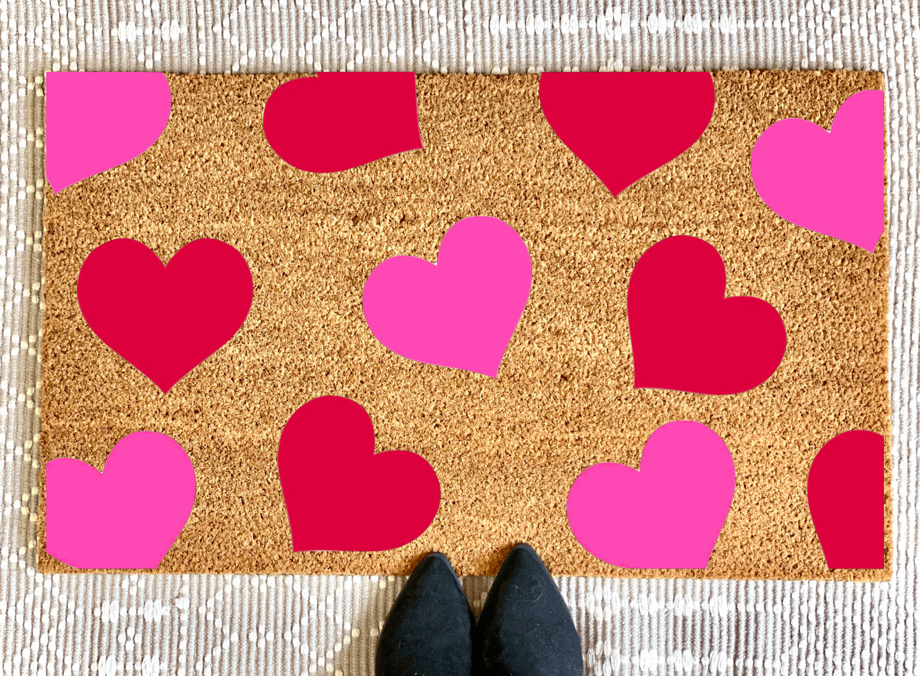 Pink & Red Hearts Doormat