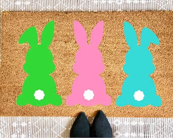 Colorful Bunny Trio Doormat