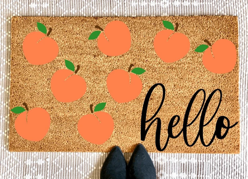 Peach Pattern Hello Doormat