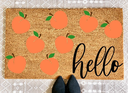 Peach Pattern Hello Doormat