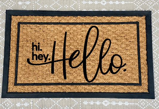 Hi Hey Hello Woven Doormat