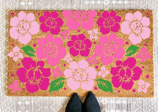 Pink Flowers Doormat