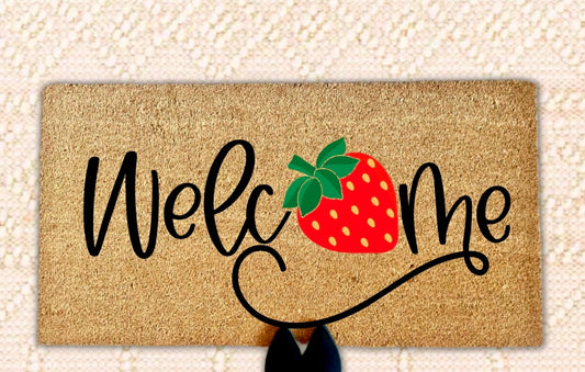 Strawberry Welcome Mat - Double Door Doormat