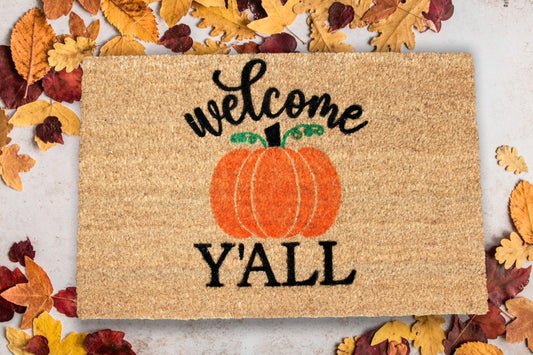 Thanksgiving Doormat Outdoor Decor | Holiday Welcome Door Mat  | Fall Outdoor Mat  | Hello Pumpkin Mat | Seasonal Doormat