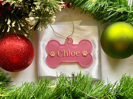 Gifts For Pets | Acrylic Dog Bone Ornament | Dog Mom Gift | Personalized Pet Lover Gift | Custom Christmas Ornament