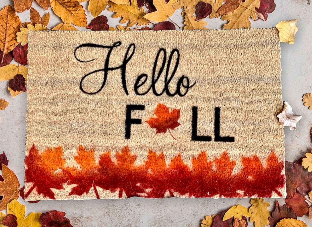 Hello Fall Leaves Doormat