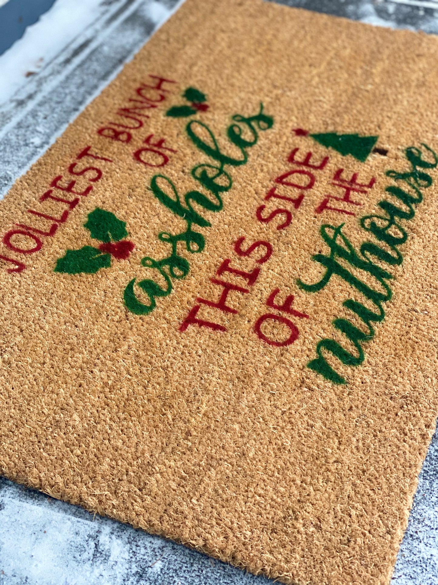 Jolliest Bunch of Assholes This Side of the Nuthouse Christmas Door Mat | Funny Welcome Mat | National Lampoon Holiday Mat