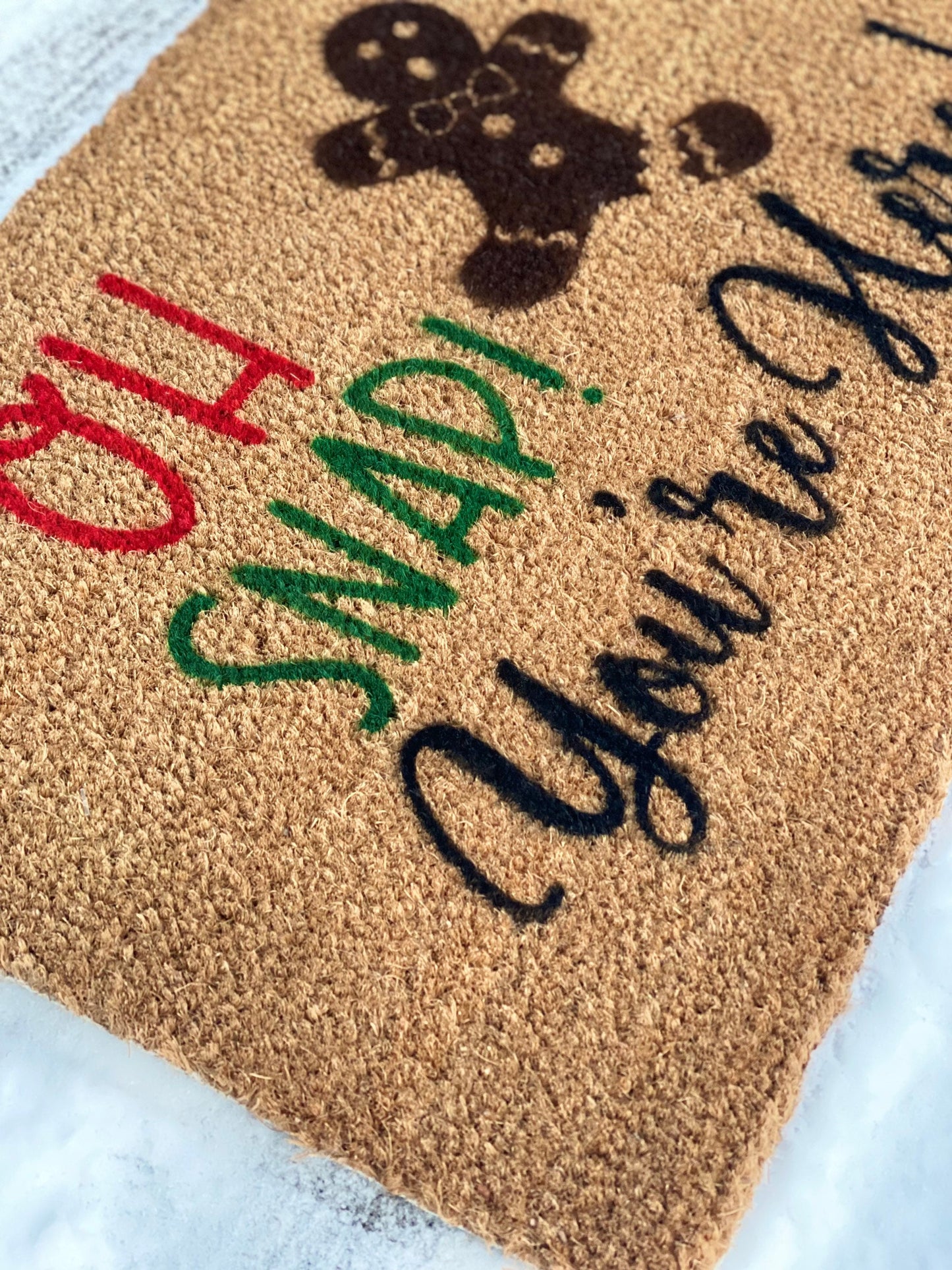 Gingerbread Funny Christmas Doormat |  Custom Welcome Mat | Outdoor Holiday Decor | Holiday Doormat