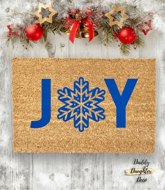 Cute Snowflake Winter Doormat | Christmas Holiday Rug | Outdoor Welcome Mat | Holiday Home Decor | Custom Doormat