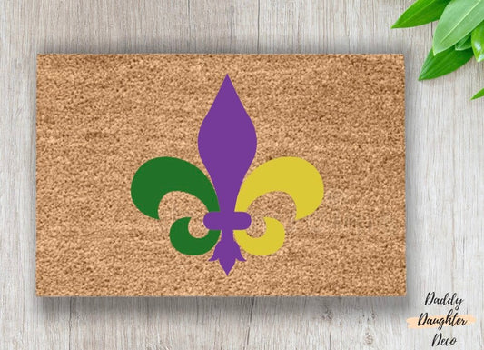 Fleur De Lis Doormat | Mardi Gras Doormat | Mardi Gras Decor | New Orleans | Housewarming Gift | Outdoor Rug