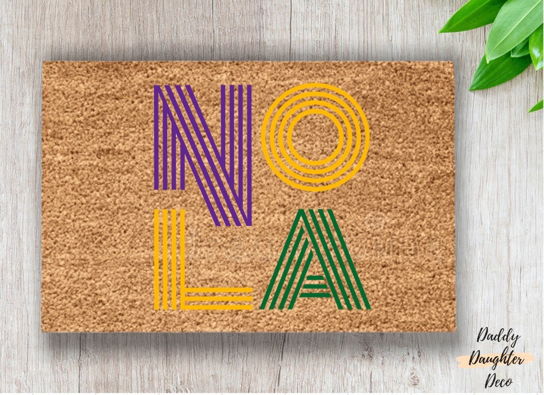 NOLA  Doormat | Mardi Gras Doormat | Mardi Gras Decor | New Orleans Doormat | Housewarming Gift | Outdoor Rug