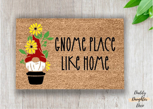 Gnome Place Like Gnome | Spring Doormat | Summer Doormat | Porch Decor | Front Door Mat | Cute Welcome Mat | Summer Decor |  Gnome Doormat
