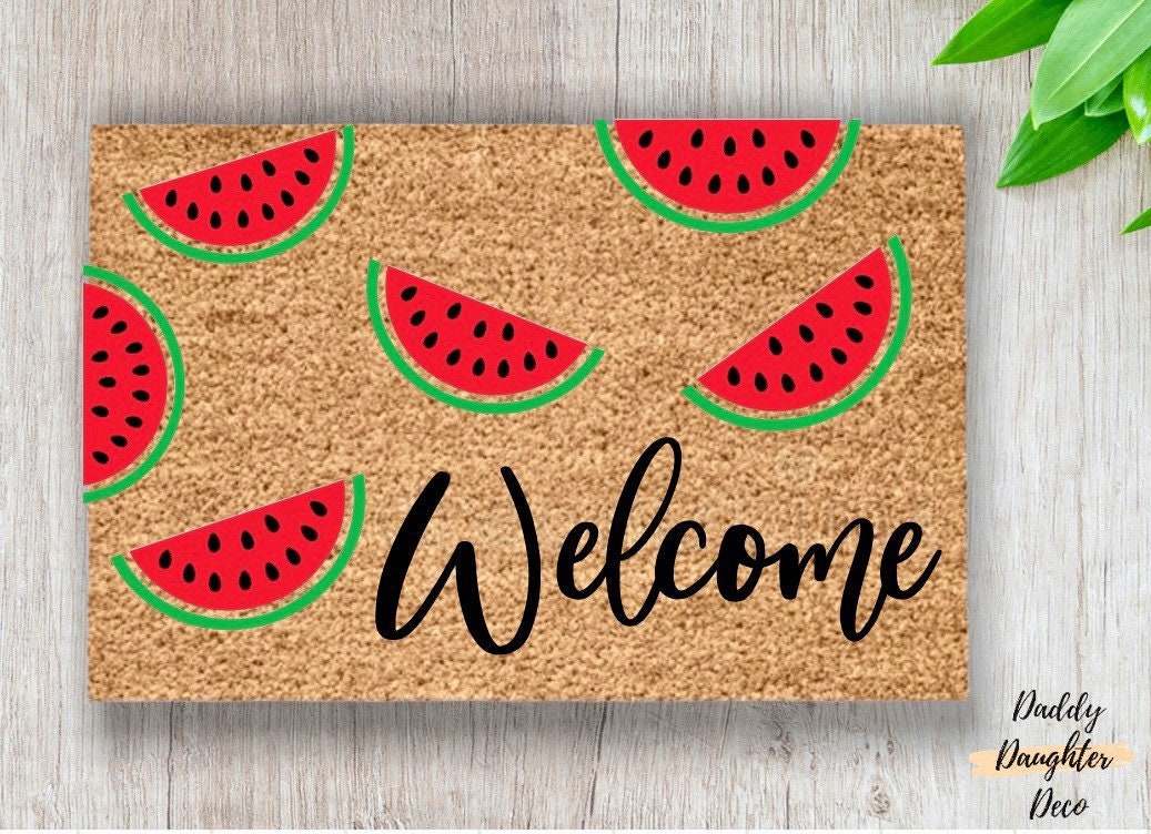 Watermelon Welcome Summer Doormat | Summer Porch Decor | Cute Doormat | Welcome Mat | Outdoor Rug | Summer Decor | Cute Porch Decor