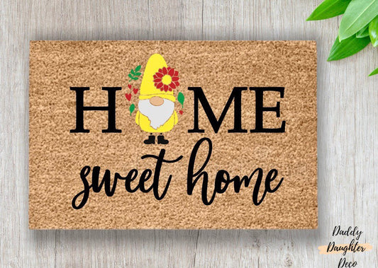 Home Sweet Home Doormat | Gnome Doormat | Spring Doormat | Summer Doormat  | Front Door Mat | Cute Welcome Mat | Summer Decor | Gnome Decor