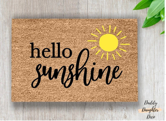 Hello Sunshine Doormat  | Sunshine Doormat | Springtime Decor | Summer Doormat | Entryway Rug | Front Porch Decor | Sun Welcome Mat