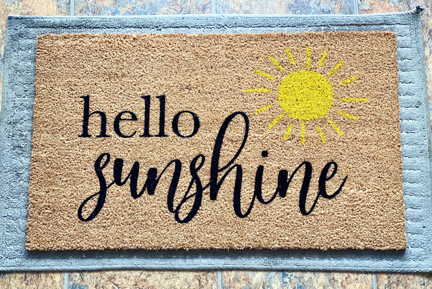 Hello Sunshine Doormat  | Sunshine Doormat | Springtime Decor | Summer Doormat | Entryway Rug | Front Porch Decor | Sun Welcome Mat