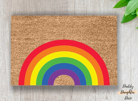 Rainbow Doormat | Welcome Mat | Boho Rainbow Doormat |  Front Porch Mat | Outdoor Coir Doormat | Colorful Doormat