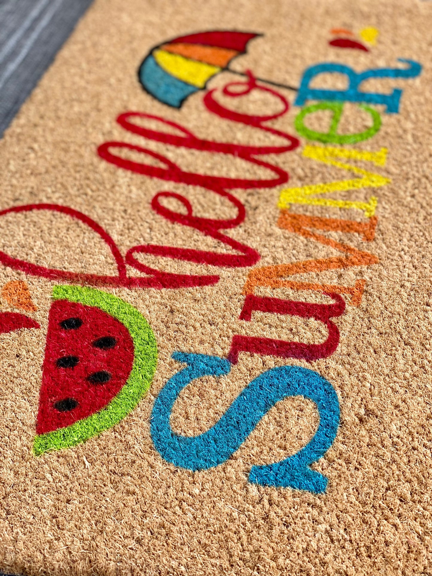 Hello Summer Doormat | Summer Porch Decor | Watermelon Door Mat | Watermelon Decor | Cute Welcome Mat | Front Door Decor |  Welcome Doormat