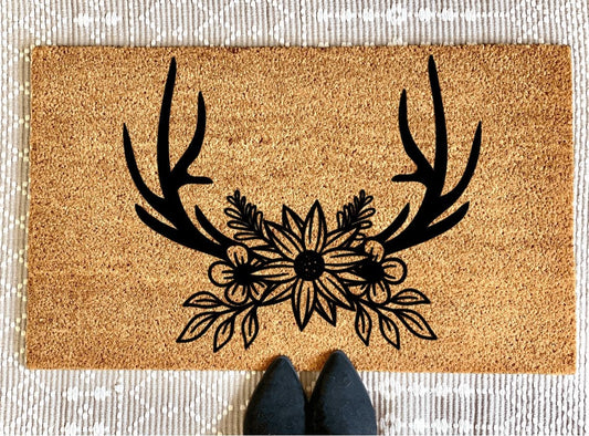 Floral Antler Doormat