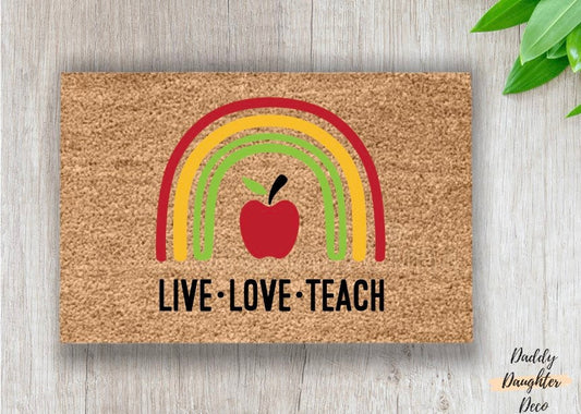 Live Love Teach | Classroom Doormat | Apple Doormat | Classroom Welcome Mat | Teacher Gift | Teacher Doormat | Classroom Decor |