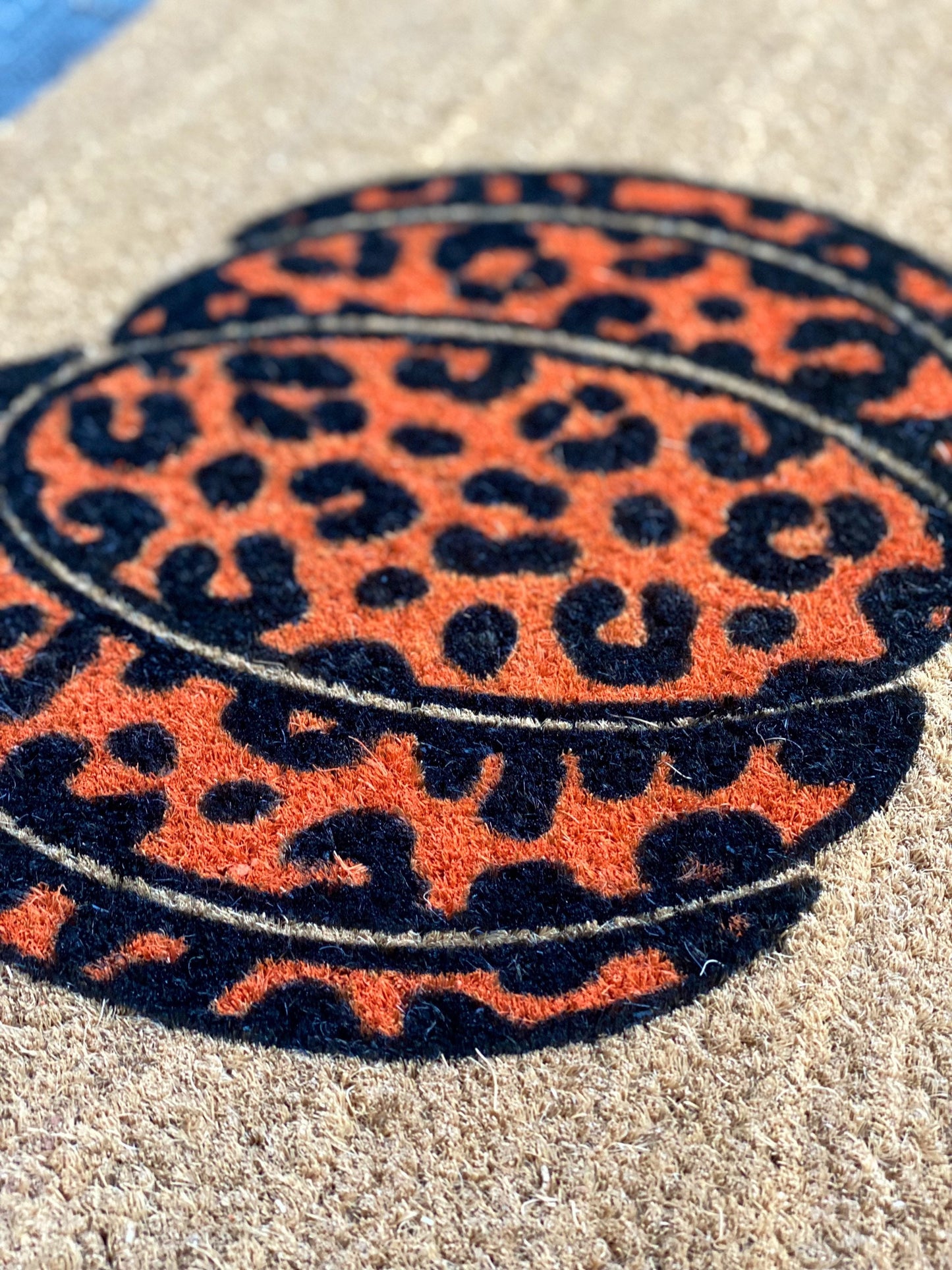 Leopard Print Pumpkin Doormat