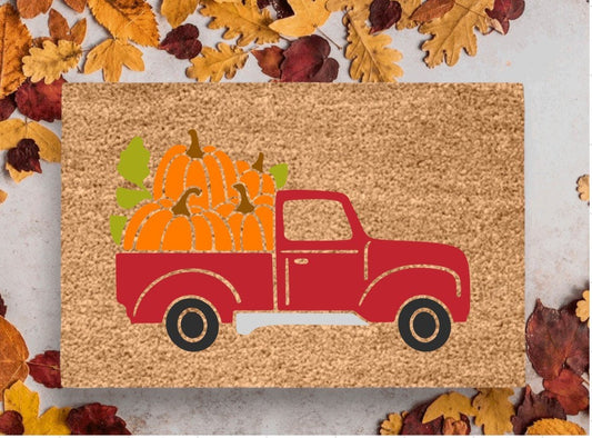 Fall Truck Pumpkin Doormat