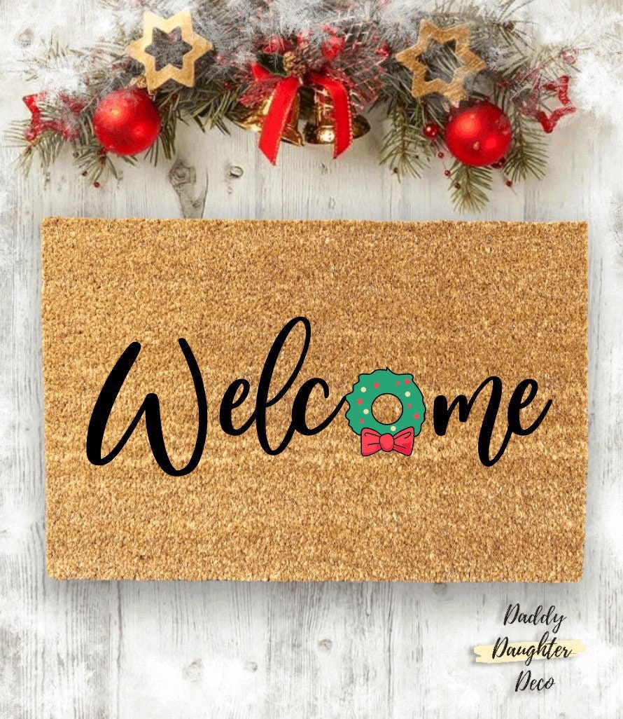 Christmas Wreath Welcome Mat