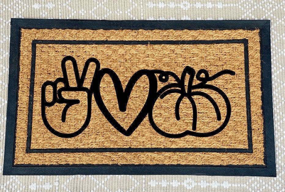 Peace Love Pumpkin Doormat  | Fall Doormat | Outdoor Rug | Fall Outdoor Decor | Cute Fall Rug