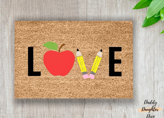 Classroom Doormat | Apple Doormat | Classroom Welcome Mat | Teacher Appreciation Gift | Teacher Doormat | Classroom Decor | Pencil Doormat