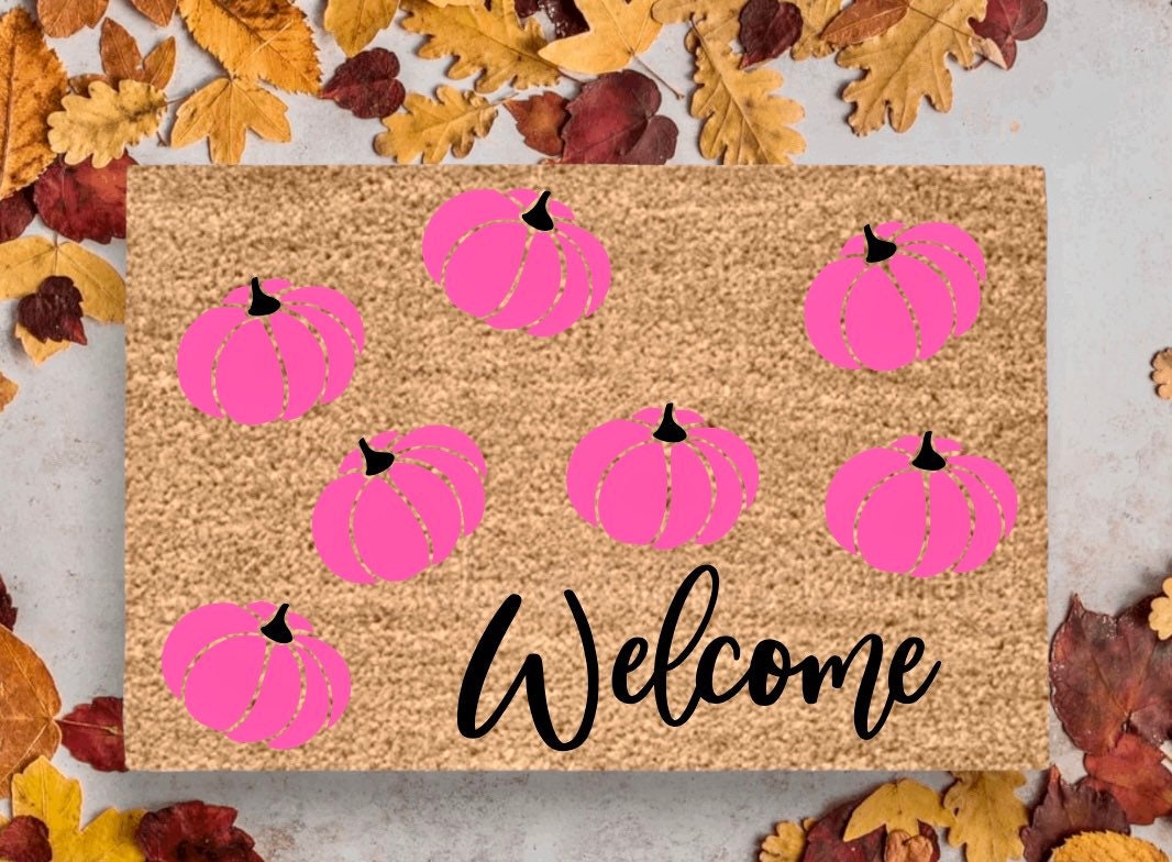 Pink Pumpkin Welcome Doormat