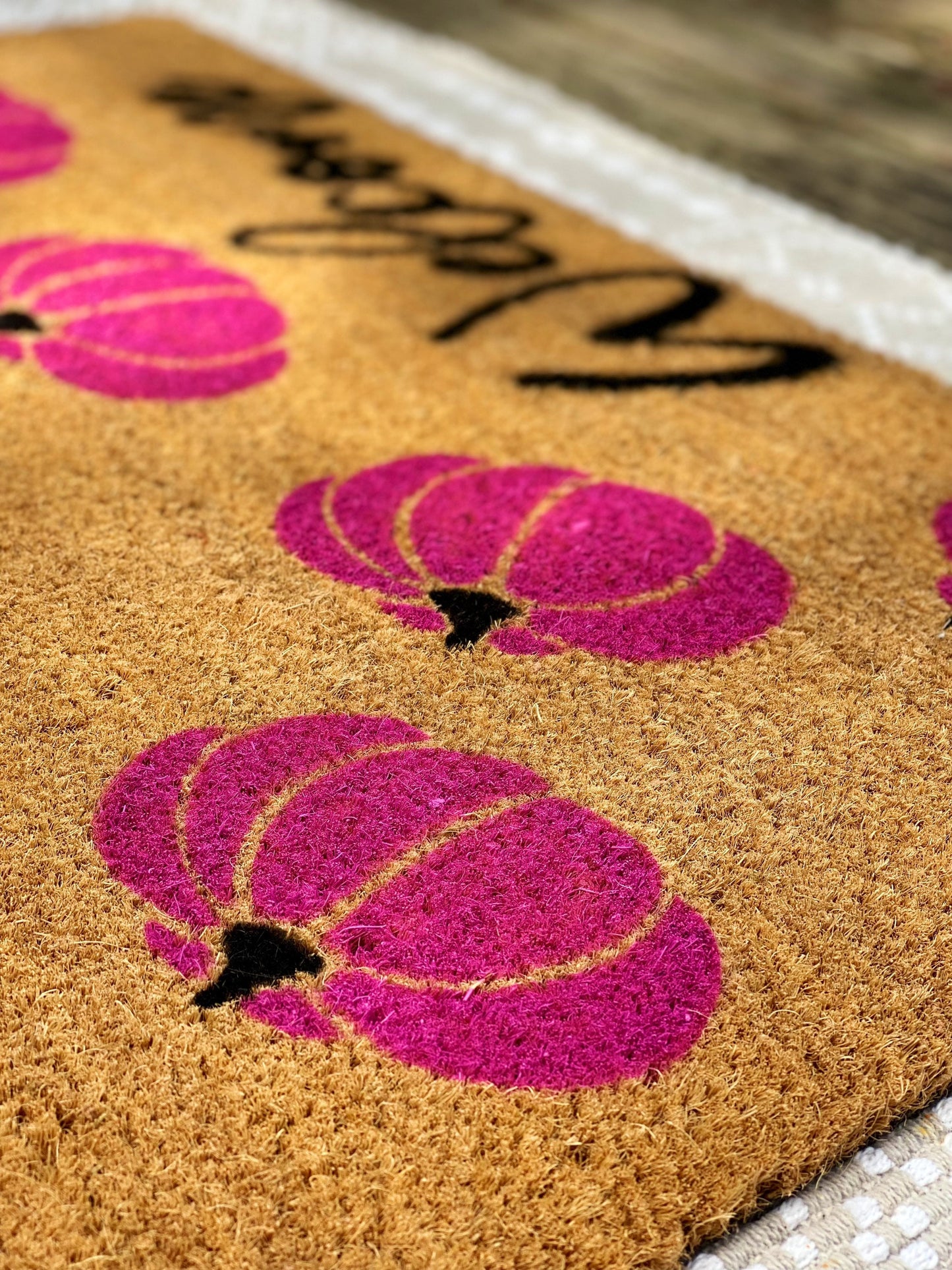 Pink Pumpkin Welcome Doormat