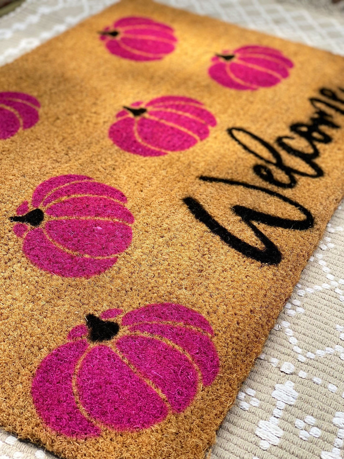 Pink Pumpkin Welcome Doormat