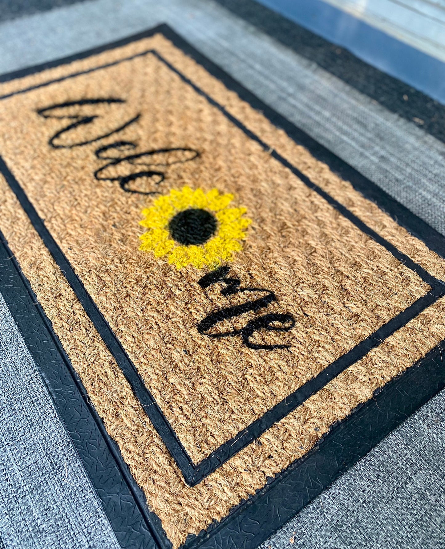 Welcome Sunflower Woven Doormat