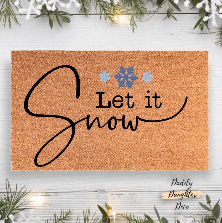 Let It Snow Doormat | Winter Doormat | Snowflake Doormat | Winter Decor | Christmas Doormat | Winter Welcome Mat