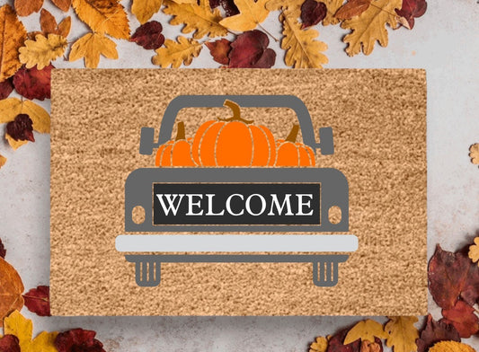 Pumpkin Truck Doormat