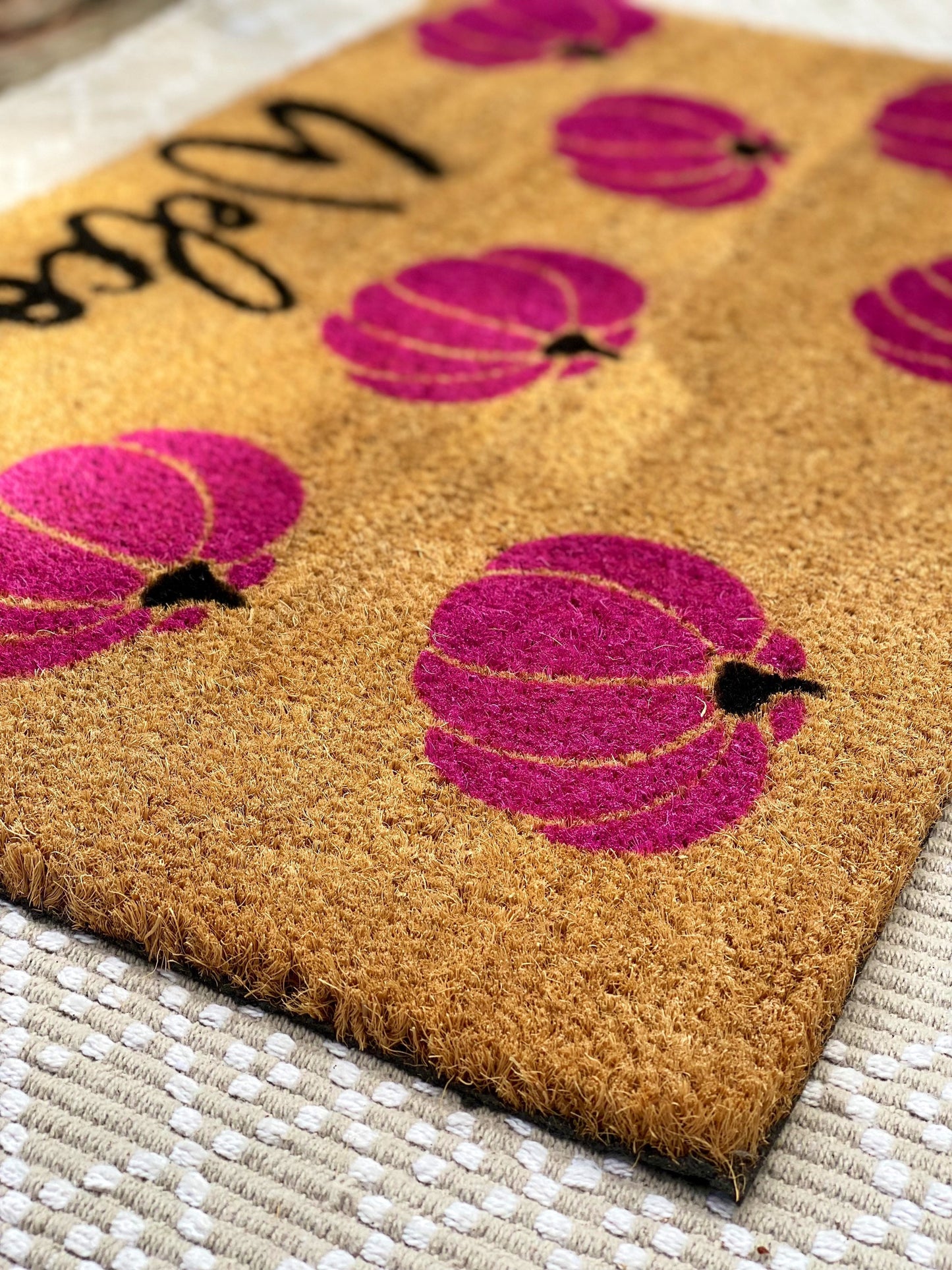 Pink Pumpkin Welcome Doormat