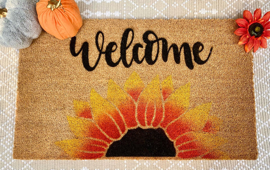 Fall Sunflower Doormat | Fall Front Porch Decor | Flower Doormat | Autumn Doormat | Floral Doormat | Fall Patio Decor