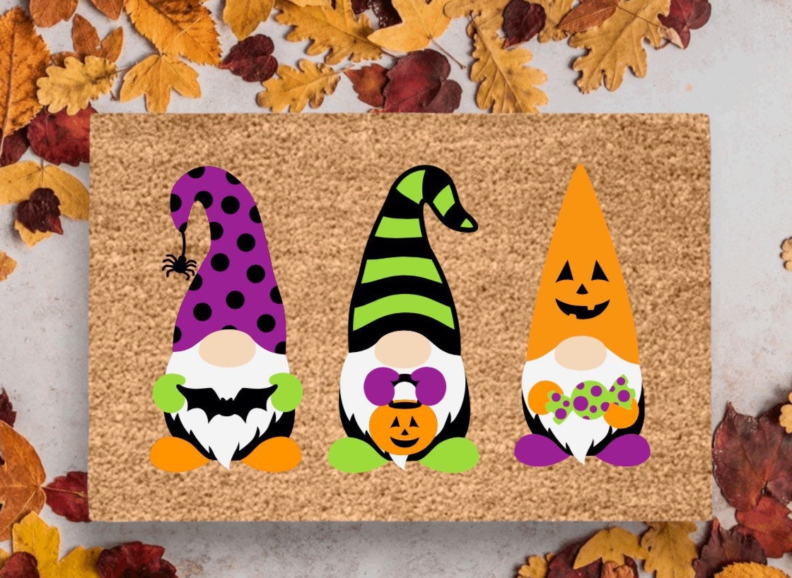 Gnome Halloween Doormat | Fall Doormat Gnome Doormat  | Gnome Decor  | Halloween Porch Decor  | Halloween Outdoor Doormat