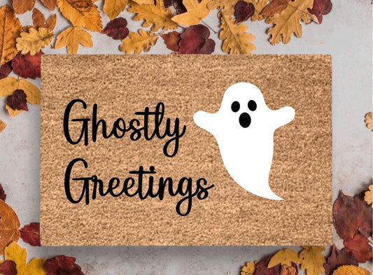 Ghostly Greetings Halloween Doormat
