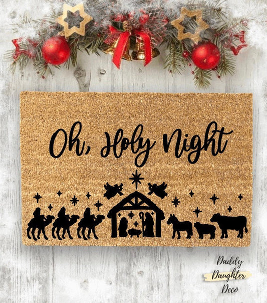 Oh Holy Night Christmas Nativity Doormat