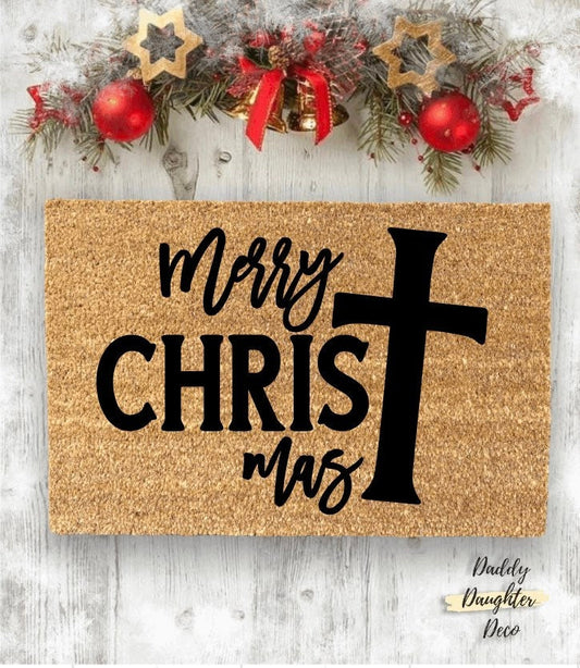 Merry Christmas Doormat | Christian Christmas Doormat | Christmas Porch Decor | Christmas Outdoor Decor