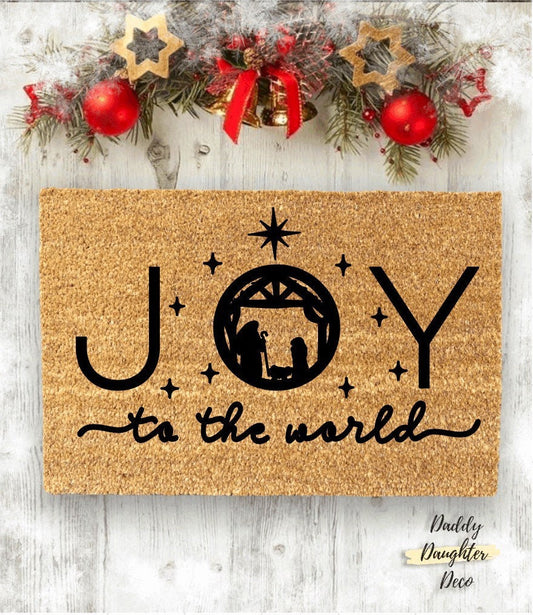 Merry Christmas Doormat | Christian Christmas Doormat | Nativity Scene Doormat | Christmas Porch Decor | Christmas Outdoor Decor