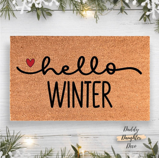 Hello Winter | Winter Doormat | | Winter Decor | Christmas Doormat | Winter Welcome Mat | Christmas Decor | Winter Porch Decor